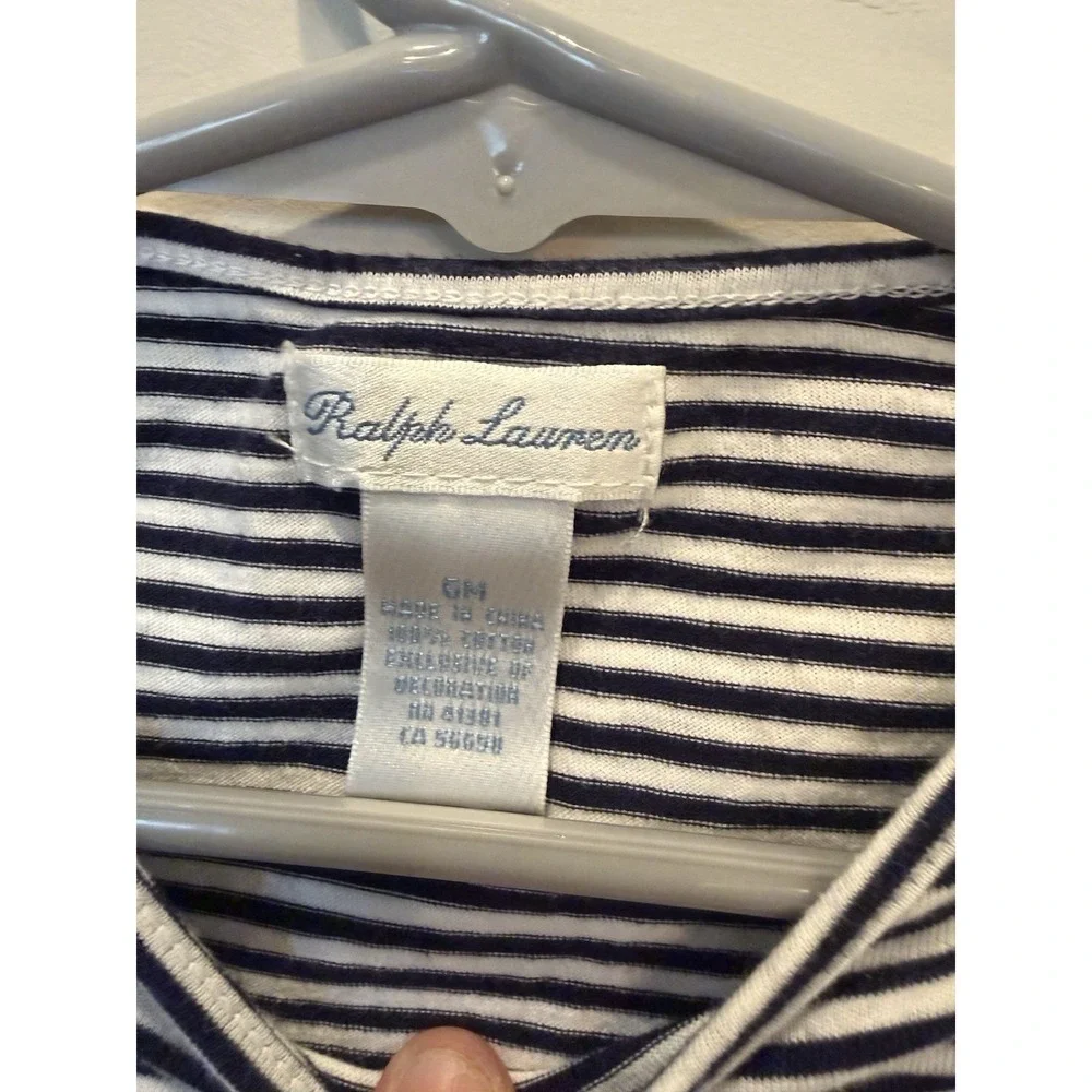 Ralph Lauren Toddler Girls striped‎ ruffled dress w/matching bloomers Size 6M